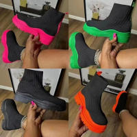 SP Botas de Mujer, calcetines, BOTAS de otoño 22, Nuevas, de gran tamaño, Caramelo, de Alta elasticidad, Vestido Volador, transpirables, De Tubo Short, de Fondo Grueso, botas de Mujer. - details 2