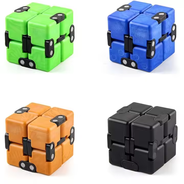 Cubo Infinito, Juego de Juguetes Antiestrés, Cubo de Juguetes Antiestrés, Pack de Juguetes Antiestrés, Cubo Infinito de Metal (4 Piezas) - 1
