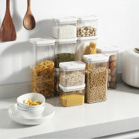 Juego De Botellas De Almacenamiento De Plástico Transparente Para Cocina Ajuste Táctil Para Cereales Frijoles Y Snacks - details 1