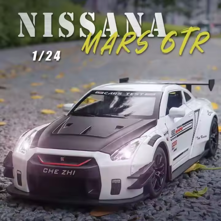 Nissan GTR R34 R35 Skyline Ares Coche De Deportes De Aleación Modelo De Metal Diecast Con Sonido Y Luz Regalo Para Niños Escala 1:24 - 1