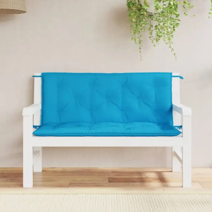 Cojines de banco de jardín 2 uds azul claro 120x50x7 cm - 1