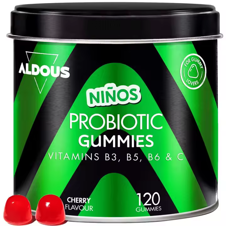 Probióticos con Vitaminas para niños en gominolas Aldous Bio 120 gummies sabor natural a cereza - 1