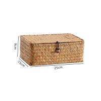Caja De Almacenamiento Tejida a Mano En Rotura Con Tapa Cesta De Rattan Para Cosméticos Toallas Ropa Lavandería Ecológica - details 1