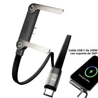 Cargador Multiusos Plegable De 240W Con Soporte Para Teléfono Y Cable De Datos Tipo C 2-en-1 Carga Rápida Metálico Para Teléfonos Móviles - details 6