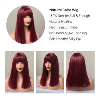 Pelucas Sintéticas De Bob Corto Para Mujer HENRY MARGU Rojo Tinto Vino Con Franja Resistente Al Calor Para Cosplay Fiesta Lolita - details 4