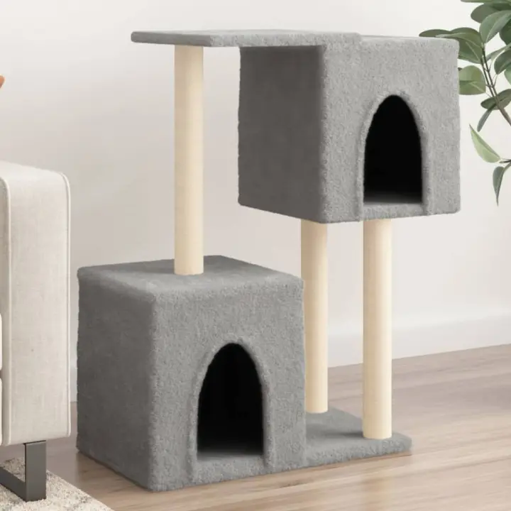 vidaXL Rascador para Gatos con Postes de Sisal Árbol Torre Gatitos Color Crema,  Gris claro,  Gris oscuro y mas - 1
