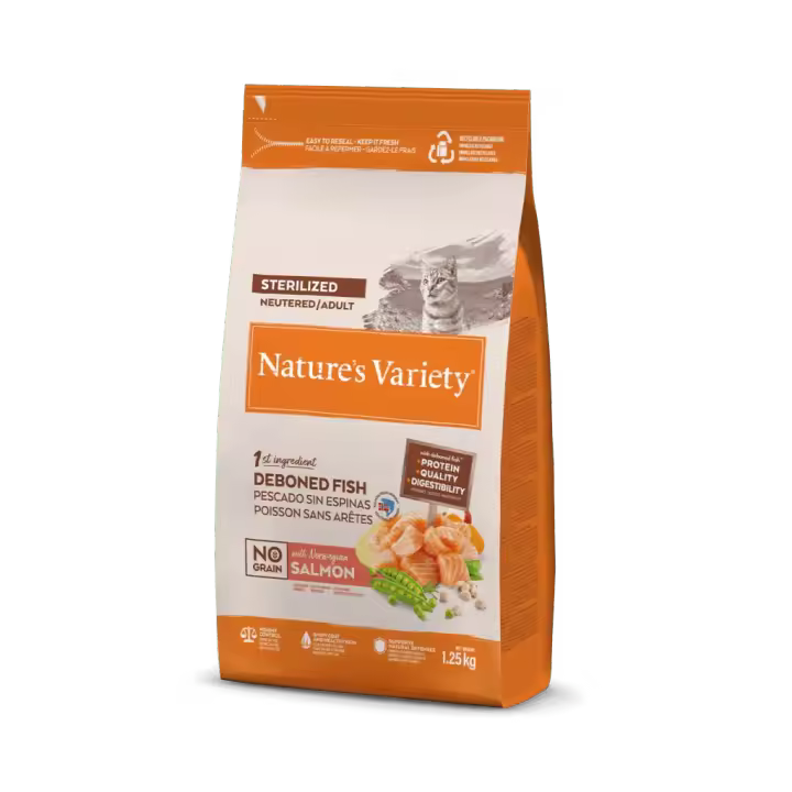 Nature's Variety No Grain Sterilized Adult Salmón - Comida para Gatos Adultos Esterilizados de Salmón - 1