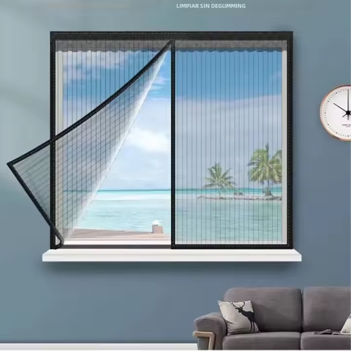 Pantalla De Ventana Invisível Autoadhesiva Para El Verano Con Repelente De Mosquitos Y Avispas Cortina Magnética Removible Para Insectos - 1