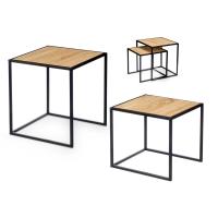 MIRAMAX-Set 2 mesas auxiliares madera,Mesa pequeña: 30x30x34cm + Mesa grande: 34 x 34 x 37 - details 3