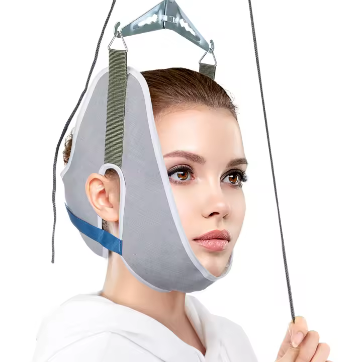 Kit De Tracción Cervical Colgante Por Puerta Con Cinturón De Apoyo Ajustable Corrector De Postura De Cuello Masajeador De Cabeza Para Espalda - 1