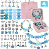 Kit De Manualidades Para Hacer Pulseras Y Collares 68 Piezas Con Encantos De Unicornio Y Sirena Regalo Para Mujer Para Fiesta - details 2