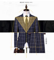 Traje De Tres Piezas Para Hombre Con Rayas Y Cuadros Chaqueta Con Cuello En V Pantalones Elegantes Para Ocasiones Casuales Y De Negocios - details 6