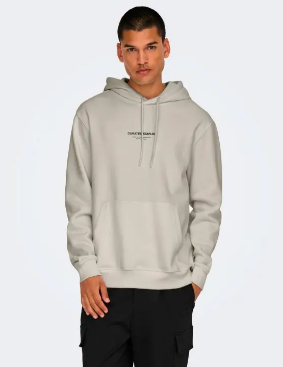 Sudadera Only & Sons 'Curated' Capucha Beige - 1