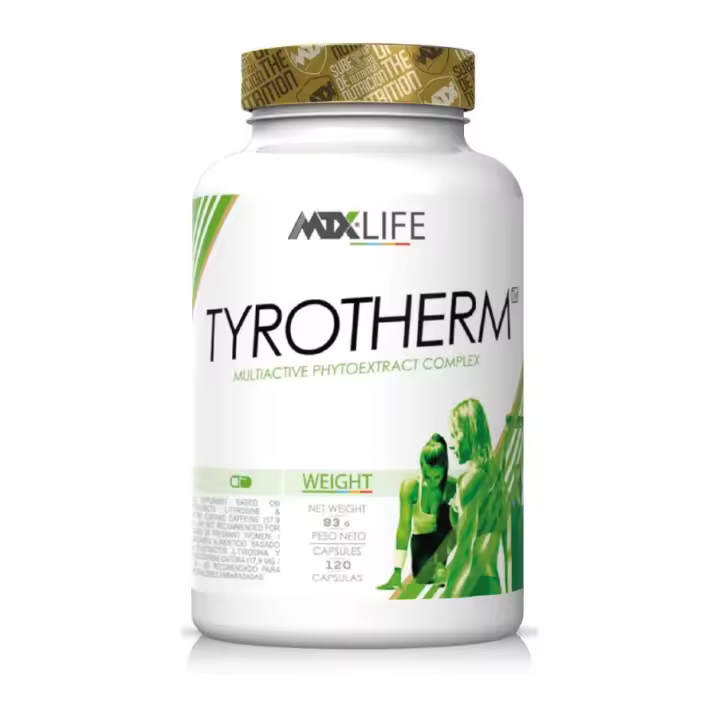 MTX nutrition TYROTHERM LIFE  [120 cap] Matriz de fitoextractos con efecto tiro-termogénico de bajo impacto sobre el sistema nervioso capaz de elevar la tasa metabolica sin sobre excitación nerviosa y potente efecto quemagrasas. - 1