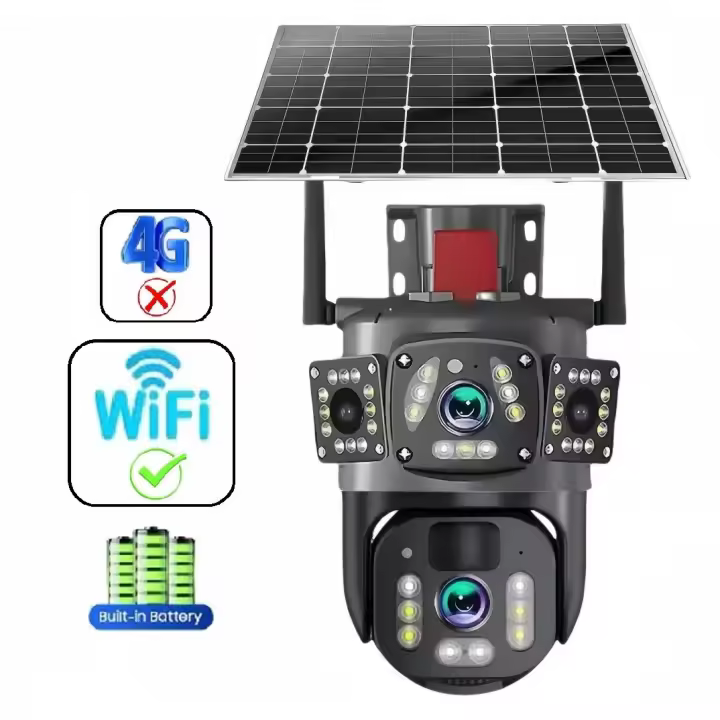 FGNS Cámara Solar 4G de Tarjeta SIM O Cámara WiFi 2.4GHz Inalámbrica, Cámara de videovigilancia PTZ de doble lente 4K y 6MP para exteriores, Cámara de Seguridad Exterior Batería Recargable, Energía Solar Audio Bidireccional, Detección de Movimient - 1