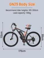 GUNAI GN29 Bicicleta Eléctrica, Neumáticos de 29*2.1 pulgadas, Motor de 750W, Velocidad Máxima de 50km/h, Batería de 15Ah, Alcance Máximo de 90km, Carga Máxima de 130kg, Frenos de Disco Dobles, Bicicleta de Montaña E-Bike - details 8