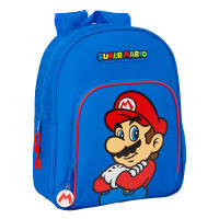 Mochila Infantil Junior Super Mario Bross Nintendo - Mochila Escolar Con Opción A Carro Super Mario Bross Nintendo - Mochila Escolar Doble Compartimento Rojo Azul Super Mario - Safta - details 0
