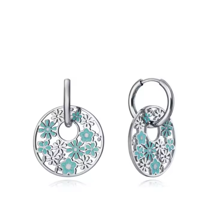 Argollas Viceroy 75273E01000 Acero Plateado Flores Mujer - 1