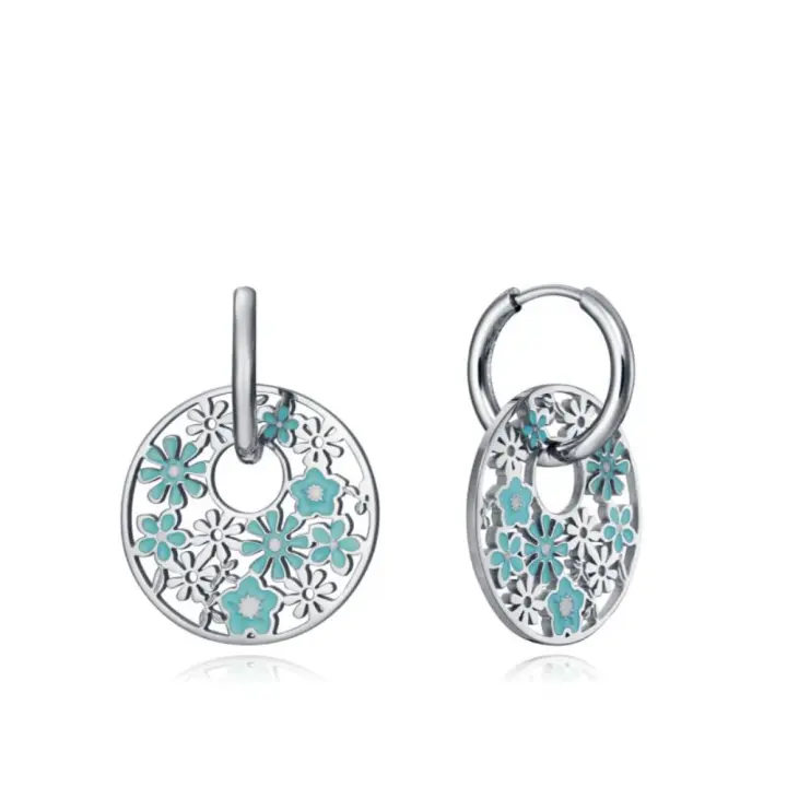 Argollas Viceroy 75273E01000 Acero Plateado Flores Mujer - 1
