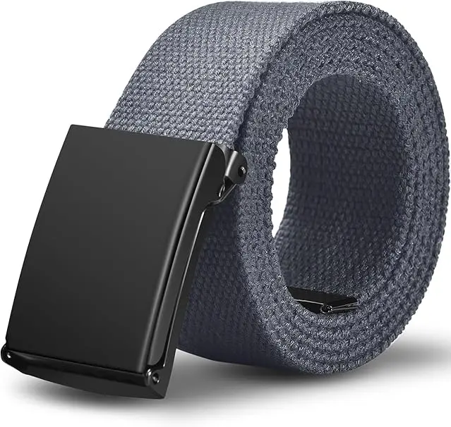 Cinturones de trabajo para hombre, cinturón de golf ajustable de lona y nailon para hombre, ideal para cualquier ocasión (gris) - 1