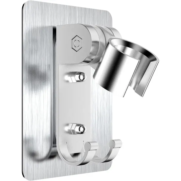 Soporte de ducha, soporte de ducha, no es necesario perforar agujeros para instalar pegamento fuerte con agujeros para el montaje del tornillo, el soporte se puede ajustar 90 grados, soporte fuerte. - 1