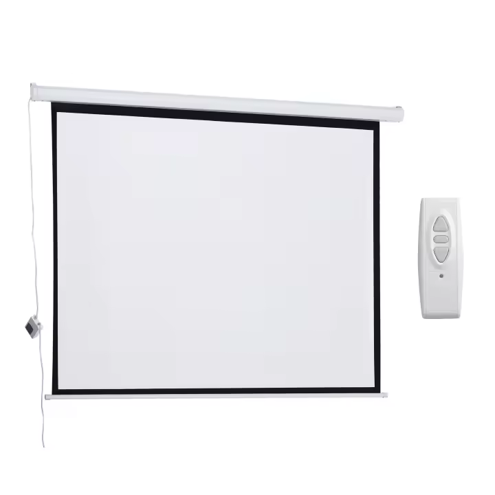HOMCOM Pantalla del Proyector Eléctrica Portátil Universal Pantalla para Proyección Motorizada 4:3 con Control Remoto Cine en Casa Presentaciones Colgada de Pared - 1