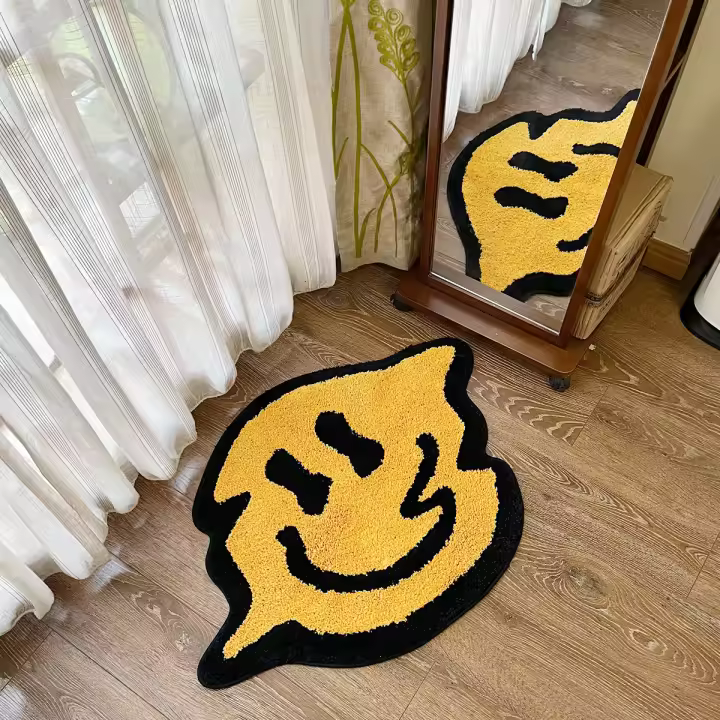  Alfombra Trippy Sonriente LAKEA 100% Hecha a Mano Absorbente Y Antideslizante Para Dormitorio Cocina Baño Y Toilette - 1