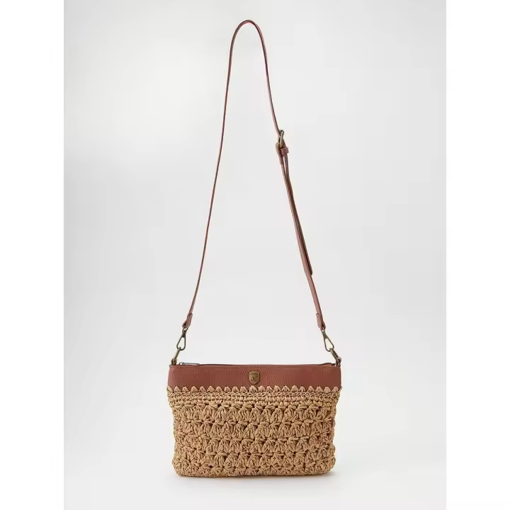 El bolso con correa Koroshi combina crochet y efectos. Se puede convertir en cartera, con asas largas para los hombros, piel desmontable. - 1