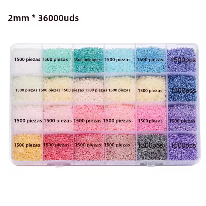 Kit De Joyería DIY Para Niñas Con 10-24 Colores De Cuentas De Vidrio 2/3mm Para Pulseras Y Collares Juego De Colores Trenzados - 1