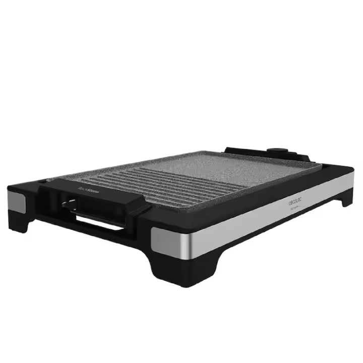 Cecotec 3095 Tasty&Grill 2000 Inox MixStone. Plancha de asar eléctrica con Acabados en acero inoxidable Termostato regulable Placa antiadherente. - 1