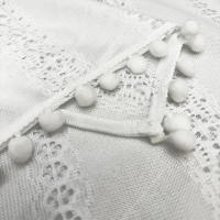 1Pc Cortina Corta De Pelo Bohemio Europeo Con Borde Tejido Blanco Para Cocina Con Bolsillo Para Rodillo Decoración De Armario - details 1