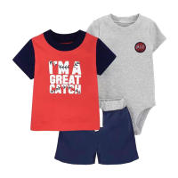 Nueva ropa infantil de verano para niños, bebés y niños pequeños, pantalones cortos de manga corta, camisetas, trajes de tres piezas. - details 28