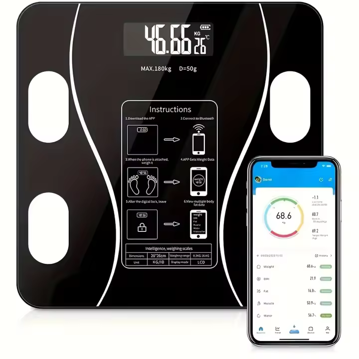 Báscula De Baño Digital Inalámbrica Inteligente Para Medición Precisa Del Porcentaje De Grasa Corporal With Bluetooth - 1