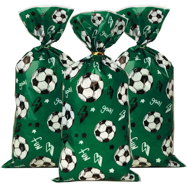 100pcs Bolsas Chuches Cumpleaños Fútbol Bolsitas Regalo Niñas Plástico Fútbol 27x13cm para Dulces Chuches Fiesta Cumpleaños - 1