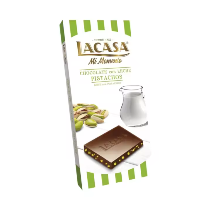 LACASA TABLETA CHOCOLATE LECHE PISTACHO 90G - 1