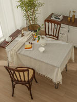 Mantel De Lino Cuadrado Con Borlas Sólido De Algodón Y Lino Para Cocina Comedor Restaurante Fiesta Cubierta De Mesa - details 0