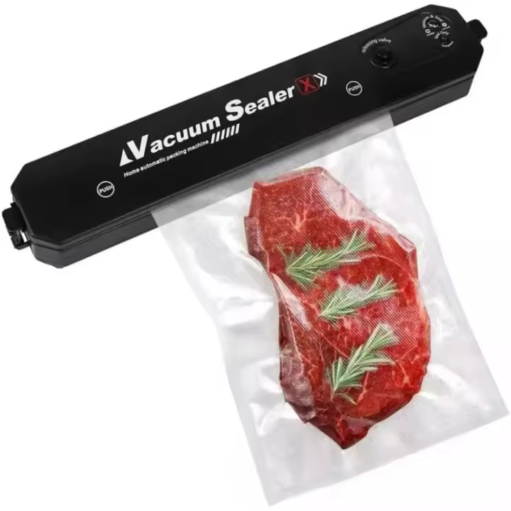 【🏰Corpus Christi】Selladora al Vacío Eléctrica 220V ⚡ |  Automática + Manual 🛠️ | Conserva Alimentos 5x Más 🕑 | Compacta (37x7x4.5cm) 📦 | ABS Resistente | Ideal para Carnes, Pescado, Frutas 🥩🐟🍓 (Negro) - 1