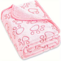 Manta Para Mascotas Suave Y Fluffy Con Estampado De Patas Lindas Almohadilla Cálida Y Cómoda Para Perros Material De Poliéster Coral - details 0