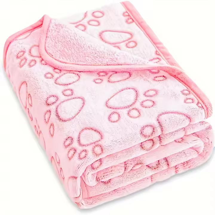 Manta Para Mascotas Suave Y Fluffy Con Estampado De Patas Lindas Almohadilla Cálida Y Cómoda Para Perros Material De Poliéster Coral - 1