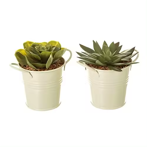 Pack 2 cactus artificial plástico en maceta de metal-DAMDAM GO - 1