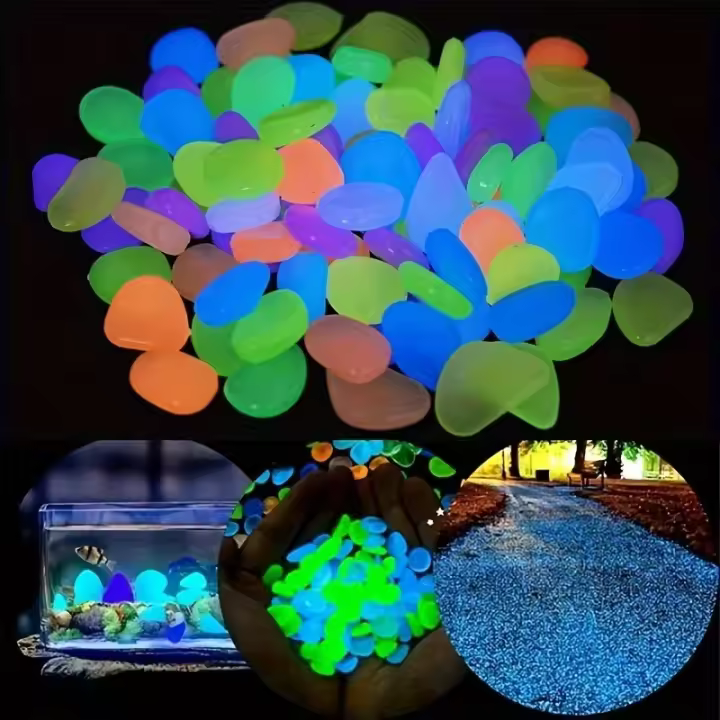 100pcs Piedras Luminosas Para Jardín Decorativas Brilla En La Oscuridad Accesorios Para Acuario Piedras De Decoración Para Piscinas Y Jardines - 1
