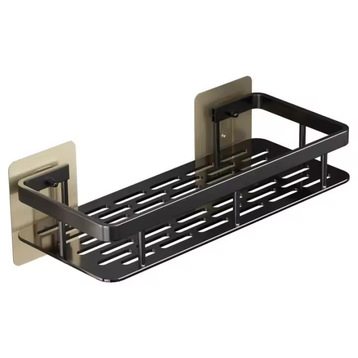 Estante De Almacenamiento De Pared Sin Perforar De Aleación De Aluminio Organizador De Ducha Para Baño Y Cocina Unidad De Estante De Esquina - 1