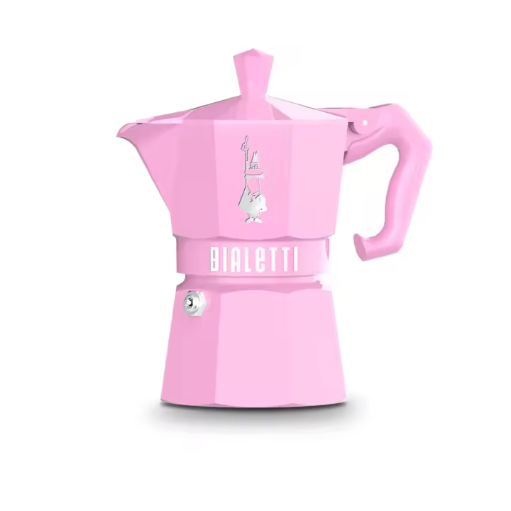 CAFETERA ITALIANA BIALETTI EDICION LIMITADA MOKKA EN COLOR ROSA - CAFETERA ITALIANA 3 TAZAS - CAFETERA ITALIZANA PEQUEÑA - 1