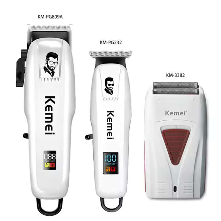 Set Profesional De Pelacabelos Kemei KM-PG809A KM-PG232 KM-3382 Recargable Por USB Trimmer De Barba Sin Cable Con Corte Rápido Y Ajuste De Longitud - 1