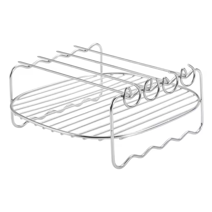 Rack De Almizcler Para Air Fryer Relleno De Acero Inoxidable Relleno De Brochetas Relleno De Almizcler Para Asado Y Barbacoa Herramienta De Cocina Resistentes Al Calor Y Fáciles De Limpia - 1