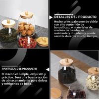 Juego De Botellas De Almacenamiento De Vidrio Con Tapa De Madera Gran Capacidad Para Alimentos Té Caramelos En La Cocina Jars Mason Airtight - details 7