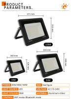 Floodlight Inteligente RGB TUYA Control Por App Y Voz 30W 50W 100W 220V AC Luz Exterior Para Jardín Fiesta Moderna IP66 - details 13