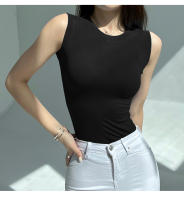 AOSSVIAO Top De Mujer De Algodón 99% Estilo Casual Basic Verano Sin Mangas Cuello Redondo Verde Blanco Negro Tank Top - details 23