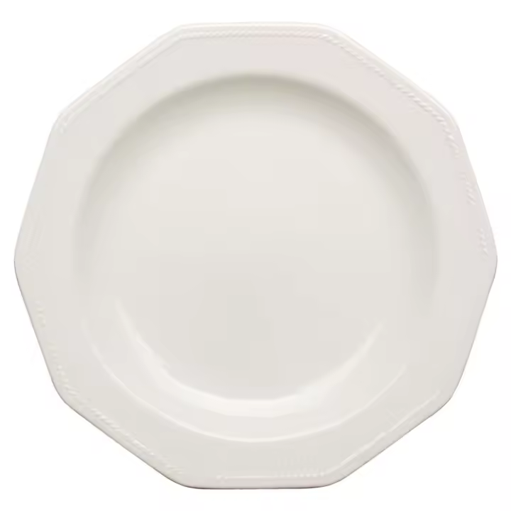 QUEEN'S ARTIC WHITE Plato Llano  Cerámico 27CM Blanco Brillo Loza vitrificada de estilo ingles Apilable - 1
