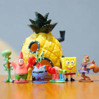 Figuras De Acción SpongeBob Para Niños Juguete De Bob Esponja Cangrejo Jefe Patricio Decoración De Pecera Bandai PVC 3.5-14.5cm - details 13